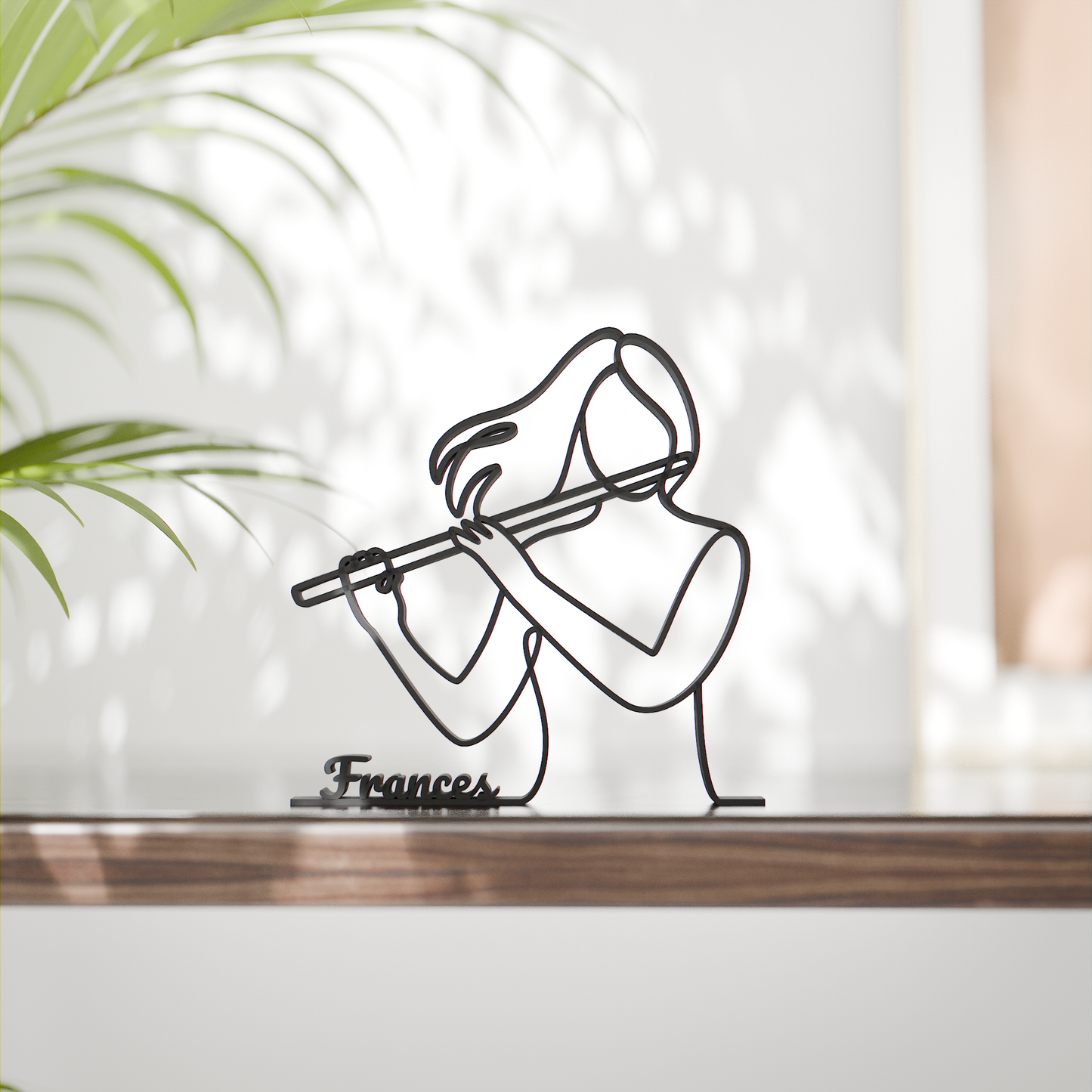 Female Flute Player - Customized Line Art Figure