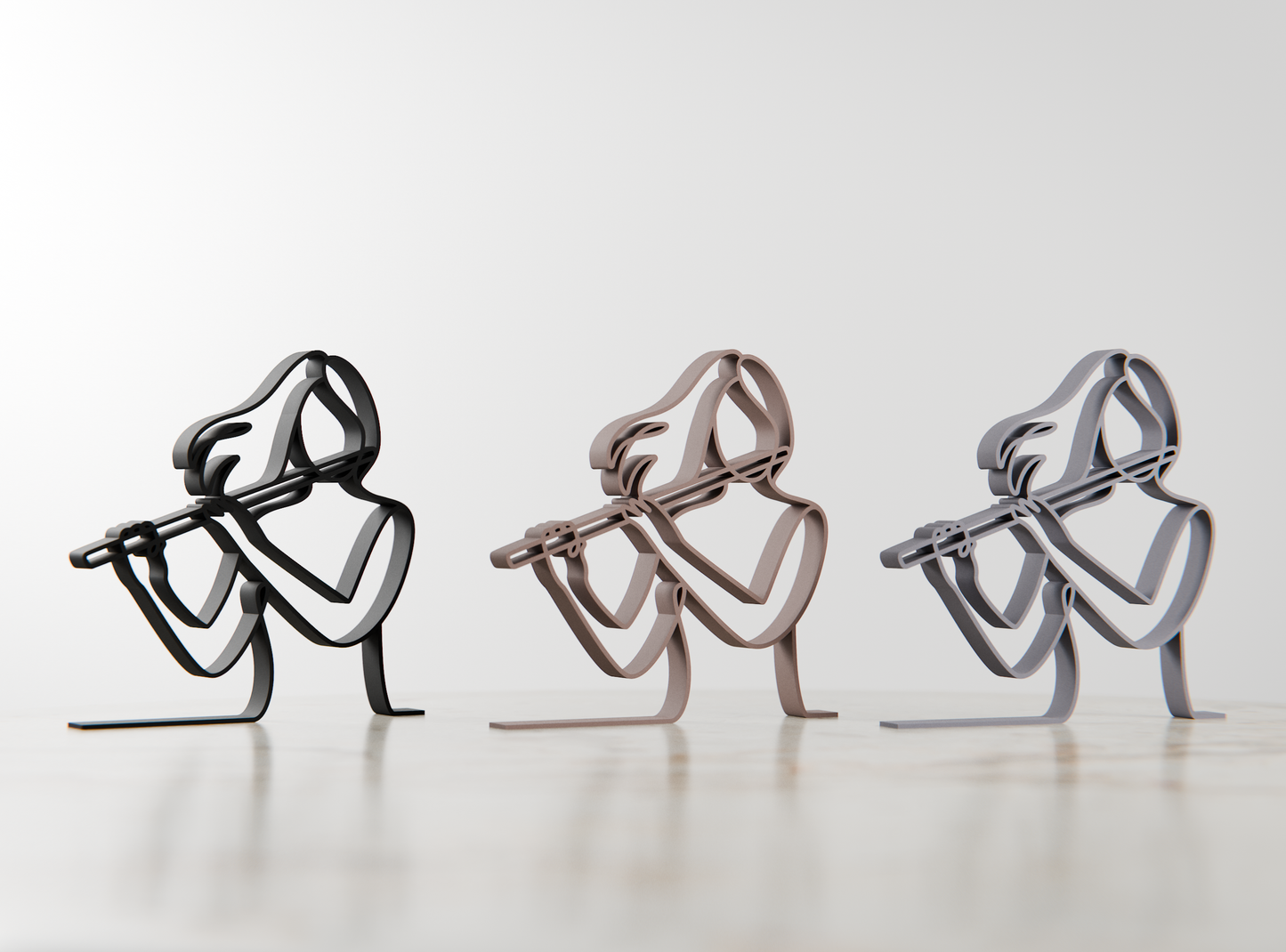 Female Flute Player - Customized Line Art Figure