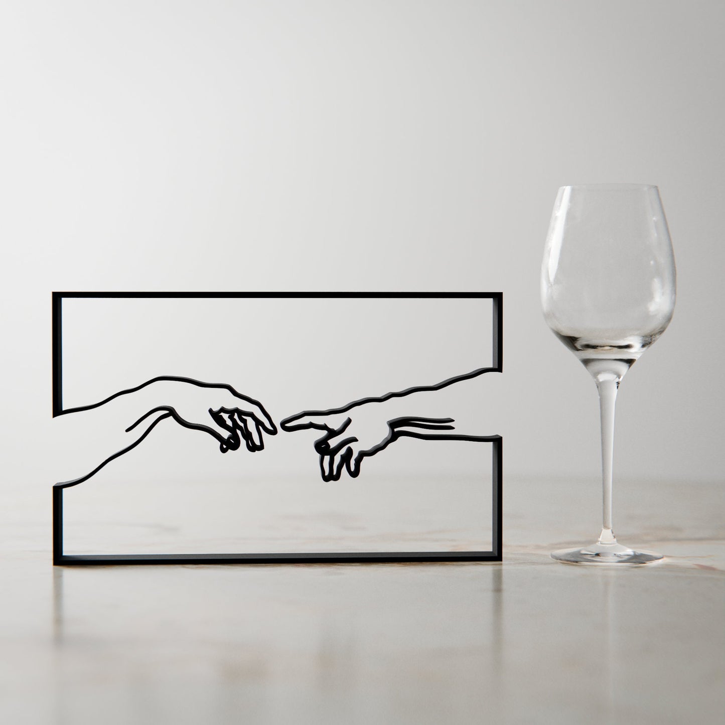 The Creation of Adam - Line Art Figure