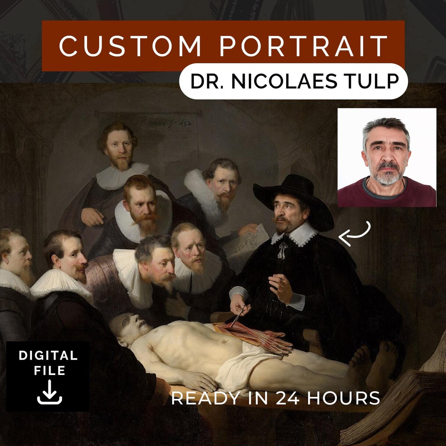 Customized Dr. Nicolaes Portrait from Photo, Turn Me Into Dr. Nicolaes | Custom Portrait Gift | Halloween Gift | Digital Download