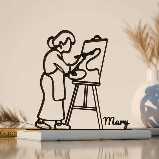 Female Painter - Customized Line Art Figure