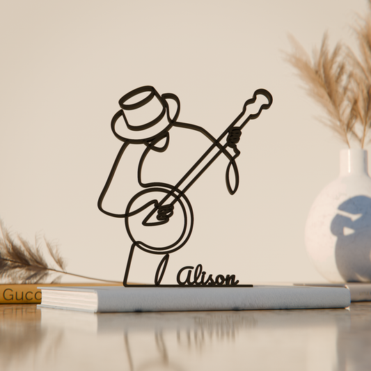 Banjo Player - Customized Line Art Figure