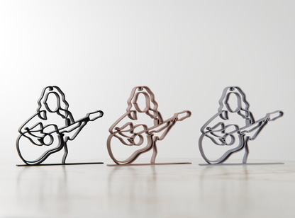 Female Acoustic Guitarist - Customized Line Art Figure