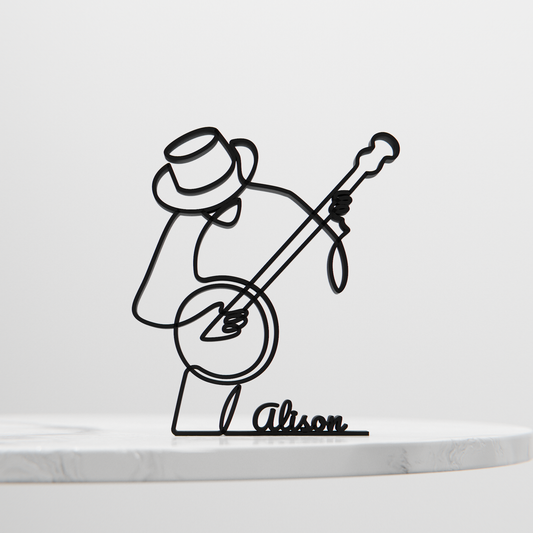 Banjo Player - Customized Line Art Figure