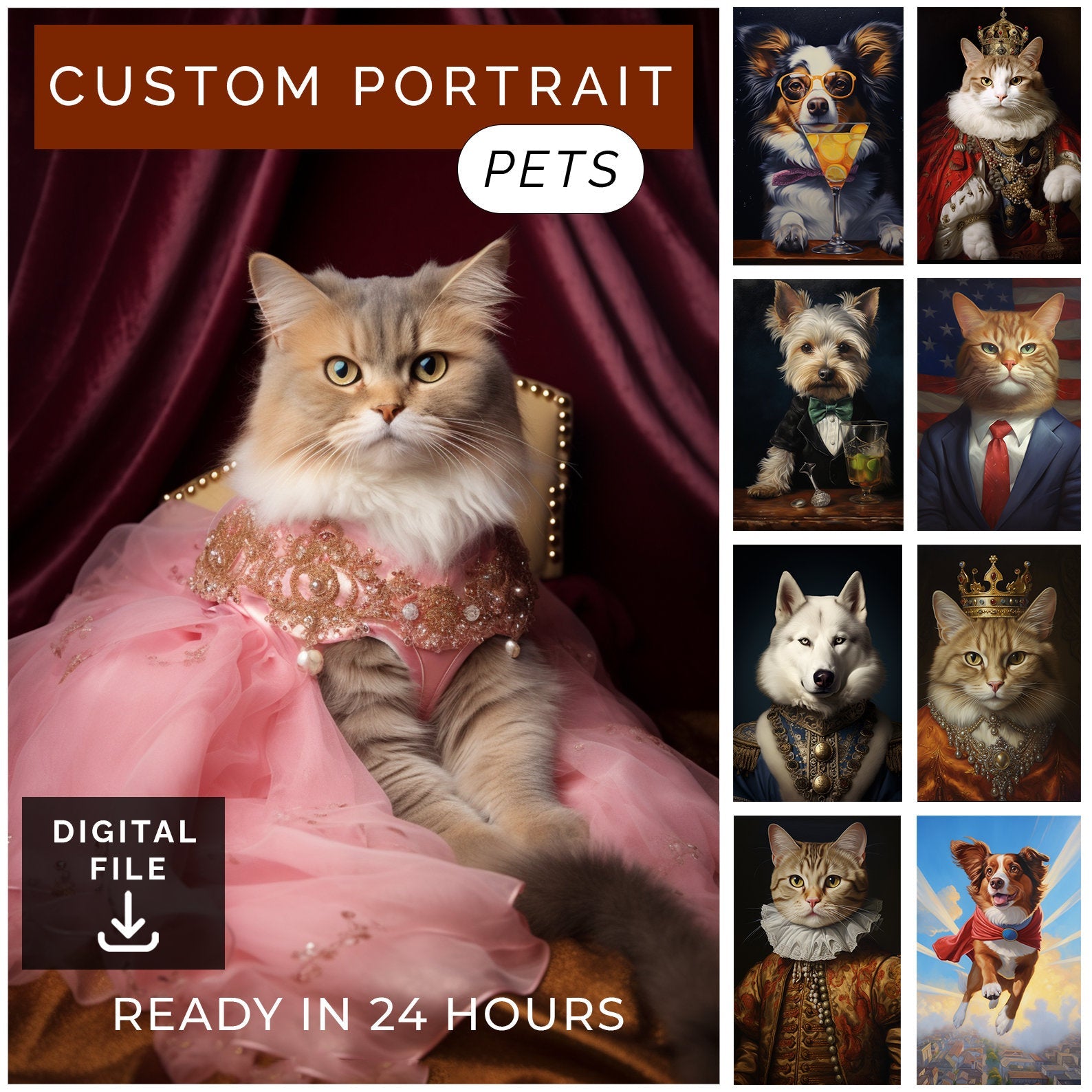 Anatolian HandsCustomized PET Portraits from Photo, Turn Your Pet Into a Superhero | Custom Portrait Gift | Valentines Day Gift | Digital Download