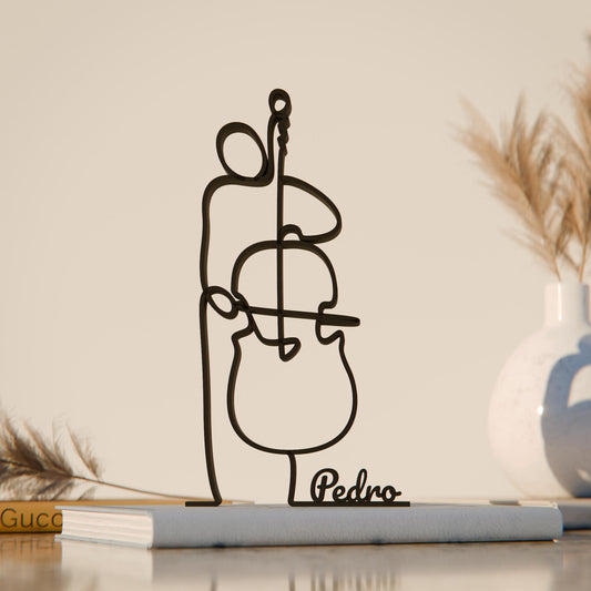 Contrabass Player - Customized Line Art Figure