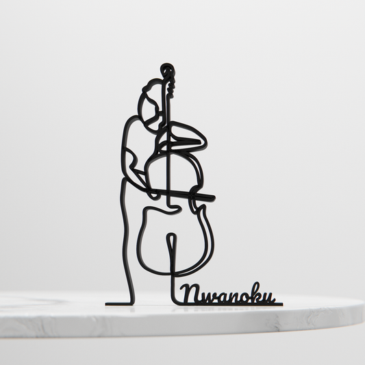 Female Contrabass Player - Customized Line Art Figure