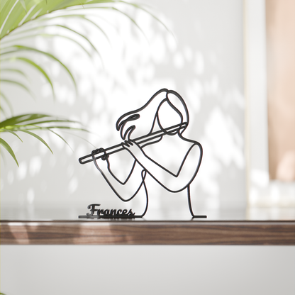 Female Flute Player - Customized Line Art Figure