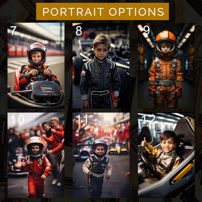 Customized Kid Racer Portrait from Photo, Turn My Kid Into a Formula Racer | Custom Portrait Gift | Birthday Gift for Son|  Digital Download