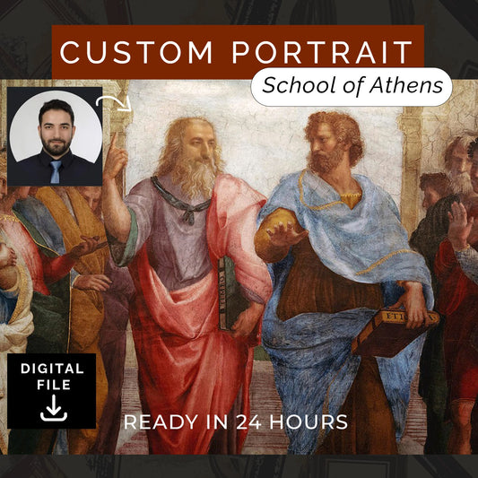 Customized Portrait of School of Athens from Photo, Turn Me Into a Fresco by Raphael Fresco | Custom Portrait Gift | Digital Download