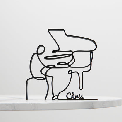 Pianist - Customized Line Art Figure