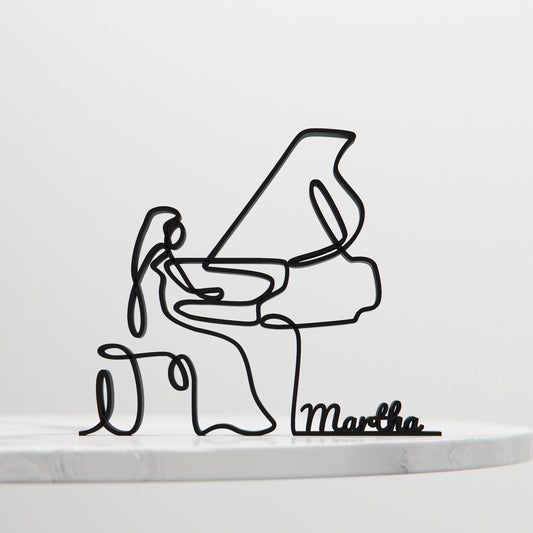 Female Pianist - Customized Line Art Figure