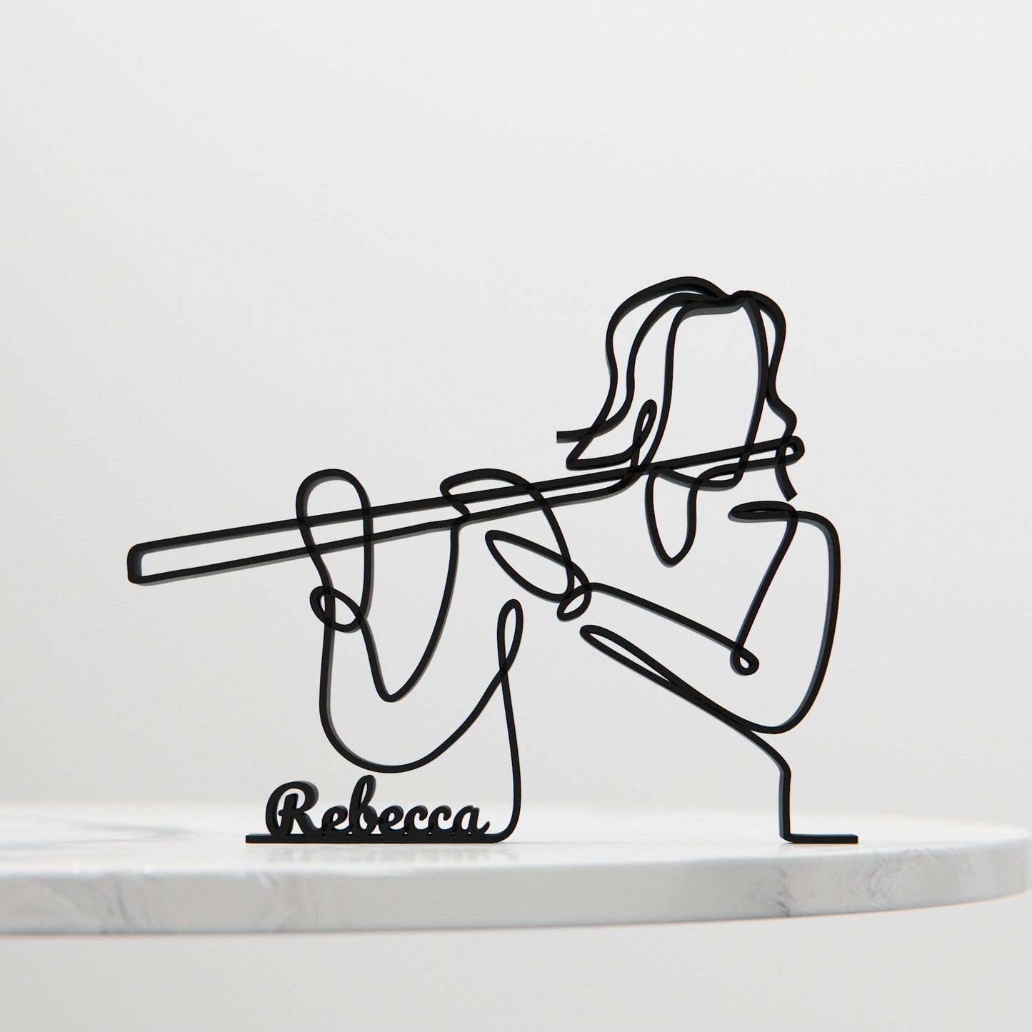 Female Flute Player - Customized Line Art Figure