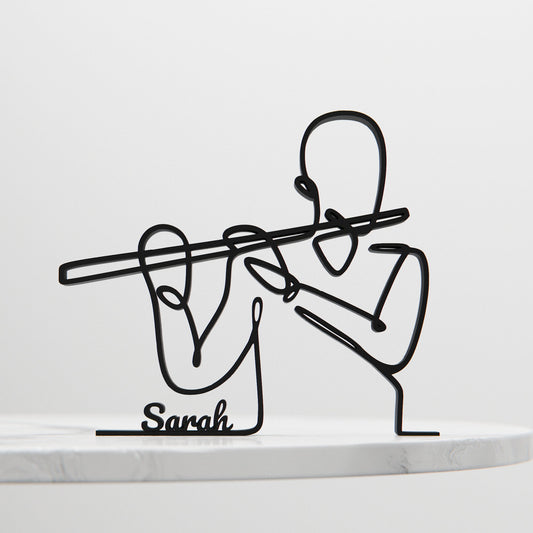 Flute Player - Customized Line Art Figure