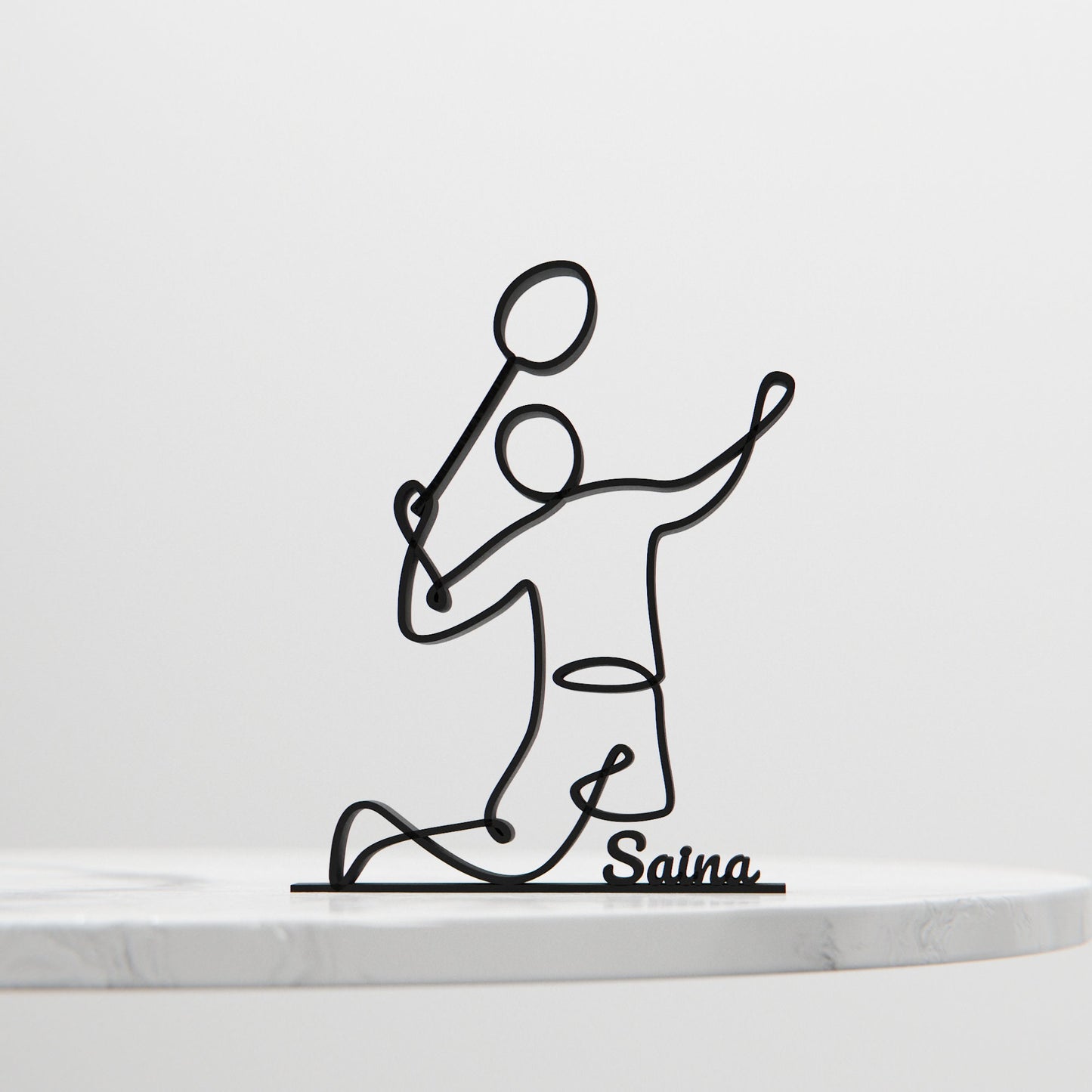 Badminton Player - Customized Line Art Figure