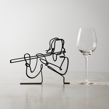 Female Flute Player - Customized Line Art Figure