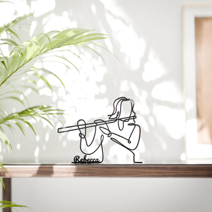 Female Flute Player - Customized Line Art Figure