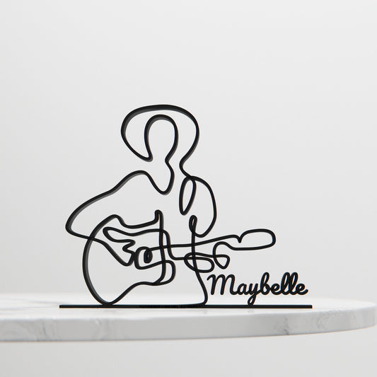 Female Acoustic Guitarist - Customized Line Art Figure