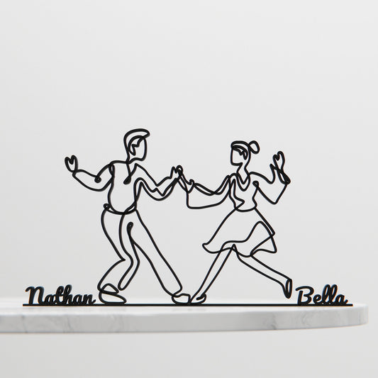 Lindy Hop Dancers - Customized Line Art Figure