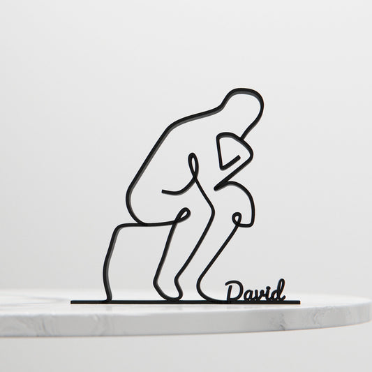 The Thinker - Customized Line Art Figure