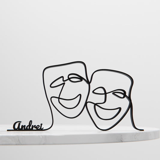 Theater Mask - Customized Line Art Figure