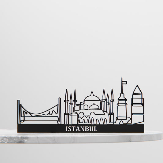 Istanbul Cityscape - Line Art Figure