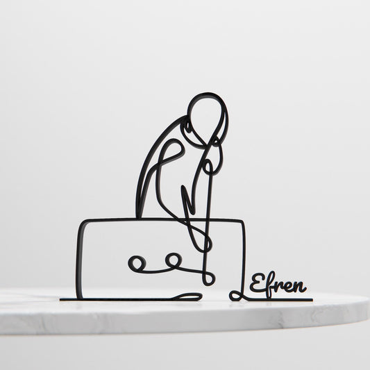 Pool Player - Customized Line Art Figure