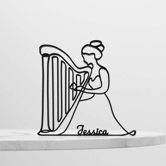 Harp Player - Customized Line Art Figure