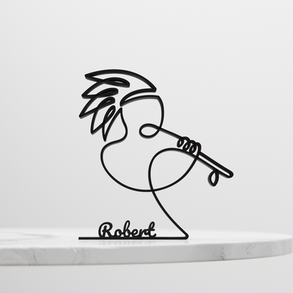 Native American Flute Player - Customized Line Art Figure