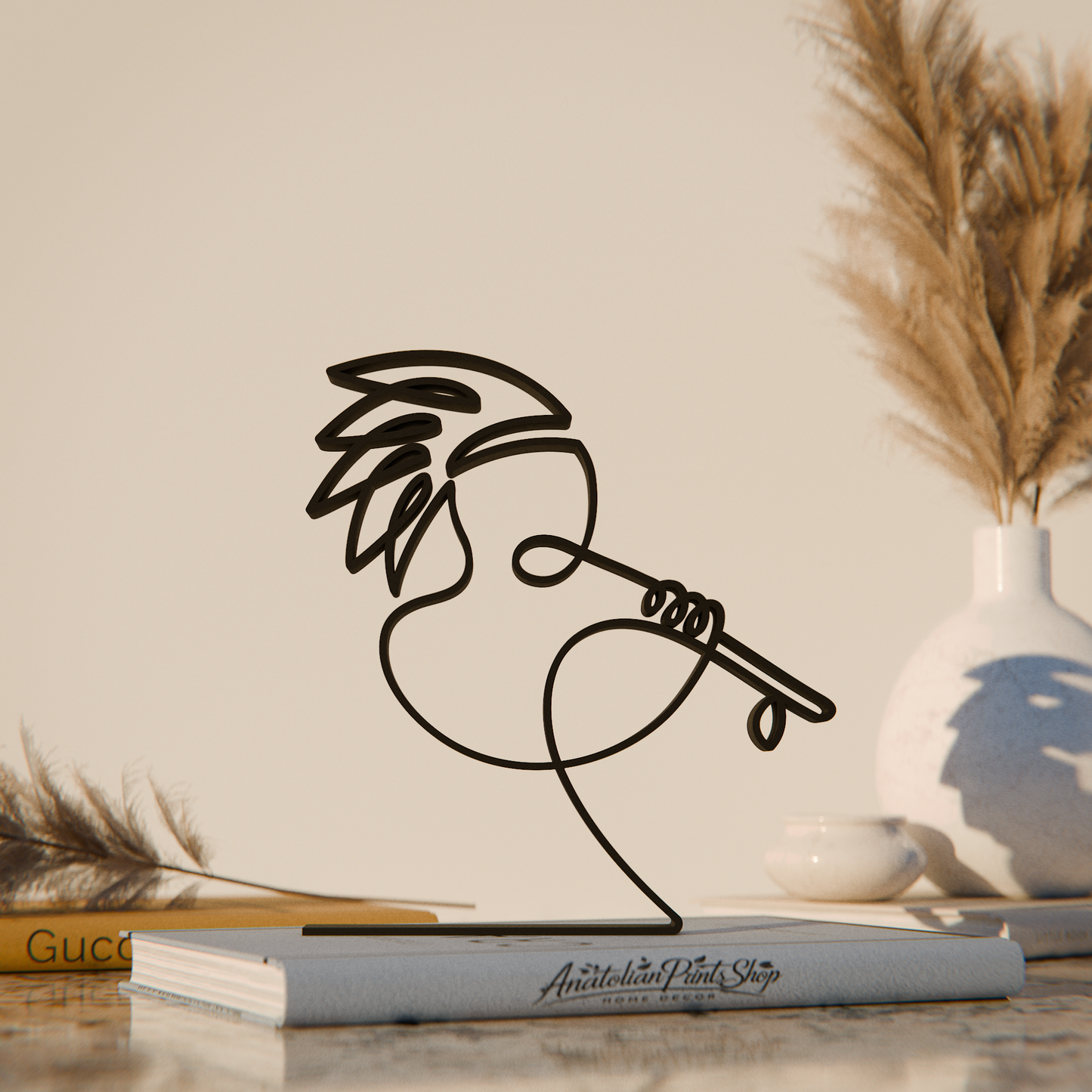 Native American Flute Player - Customized Line Art Figure